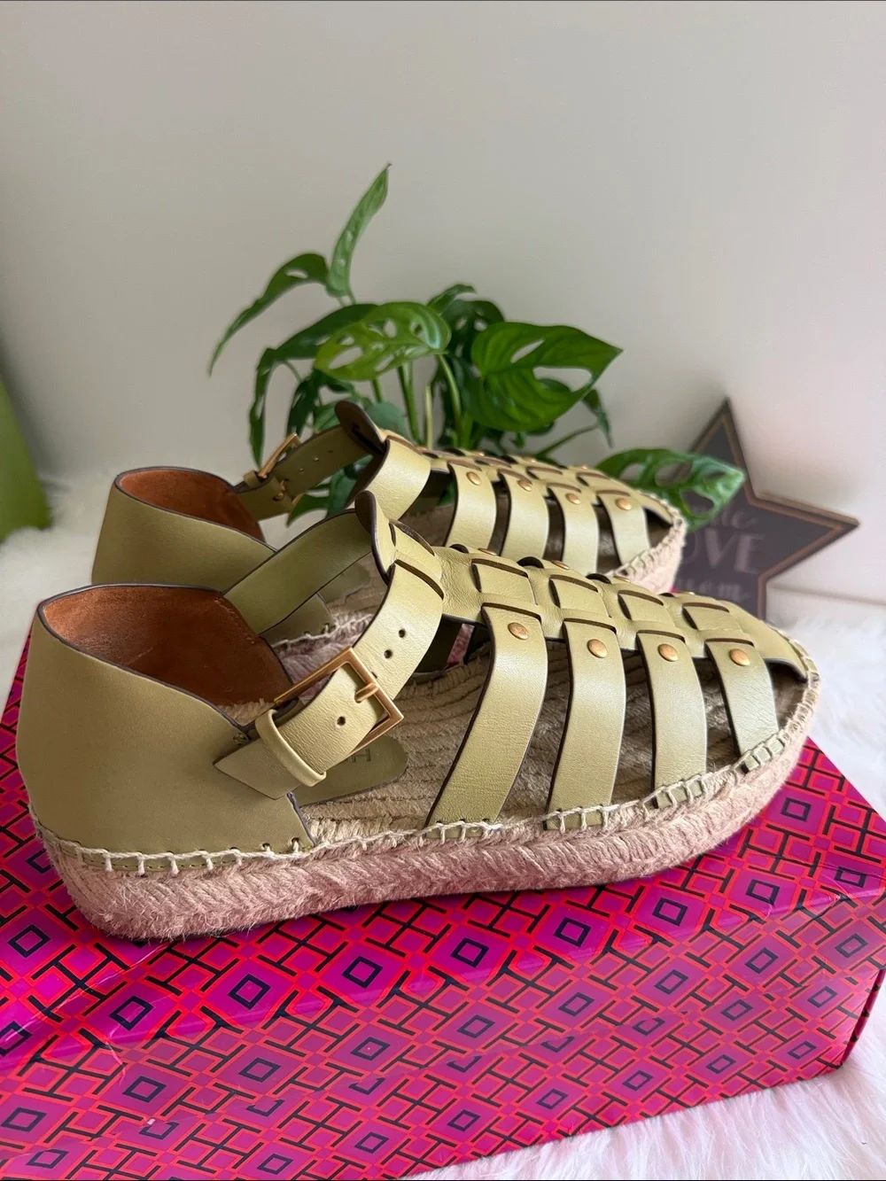 Tory Burch chartreuse leather
